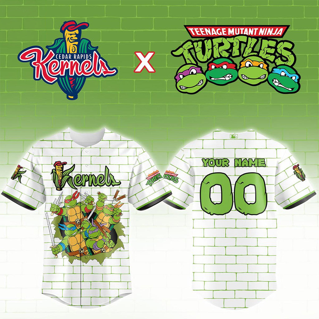 Personalized Cedar Rapids Kernels X Teenage Mutant Ninja Turtles 2026 Baseball Jersey Fan Merch - Loomnari
