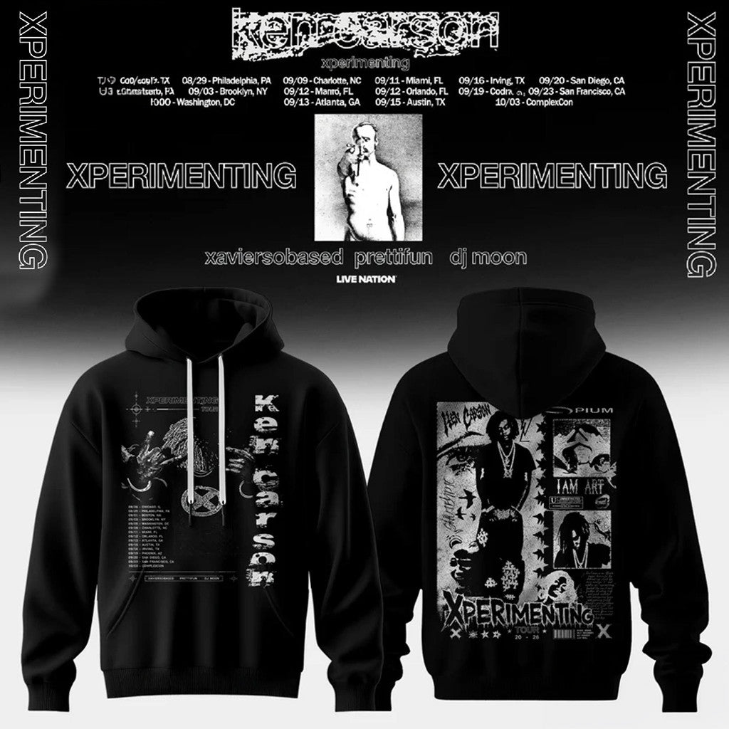 Ken Carson Xperimenting Hoodie Black Ken Carson Tour Merch 2026 Gift For Rapper Fans - Loomnari