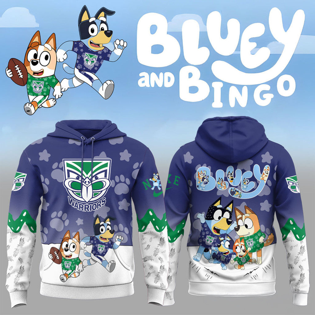 New Zealand Warriors Bluey And Bingo Special Edition Hoodie 2026 NZ Warriors Merch Gift For Son - Loomnari