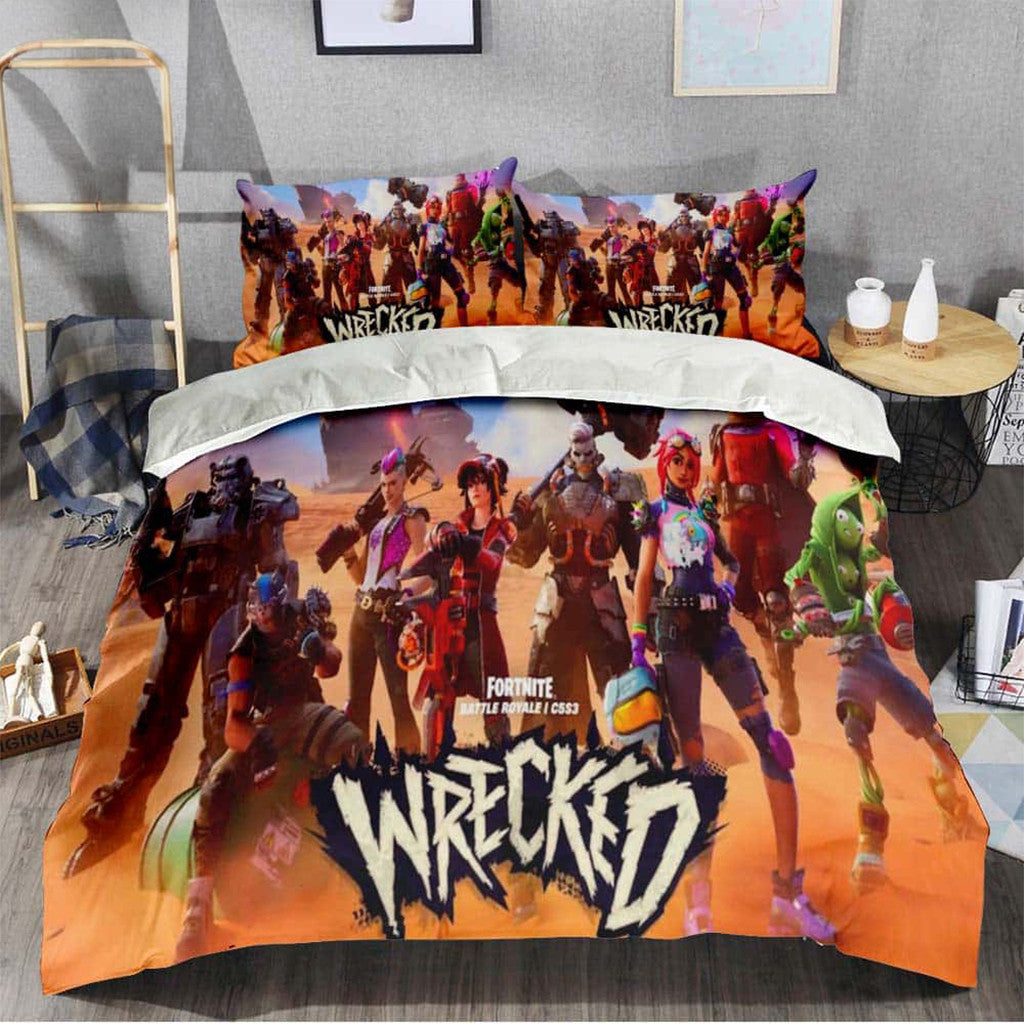 Fortnite Battle Royale Wrecked Bedding Set Wrecked Merch Gifts For Brother Who Has Everything - Loomnari