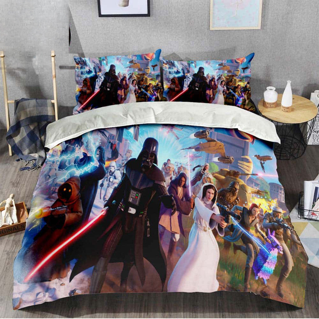 Fortnite X Star Wars Galaxy Of Game Bedding Set Star Wars Merch Present For Husband - Loomnari