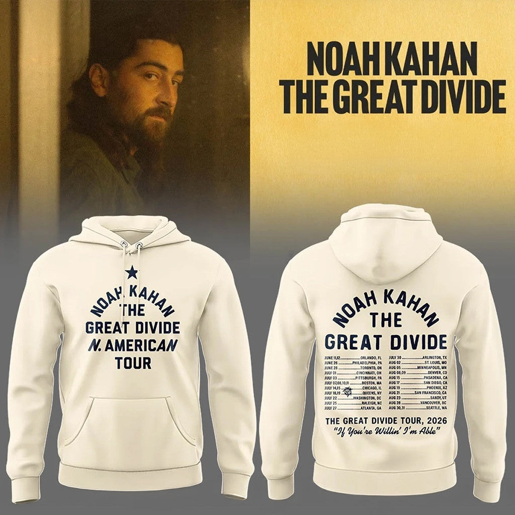 Noah Kahan Merch Tour 2026 NK The Great Divide Tour Hoodie Music Fan Hooded Sweatshirt Gifts - Loomnari
