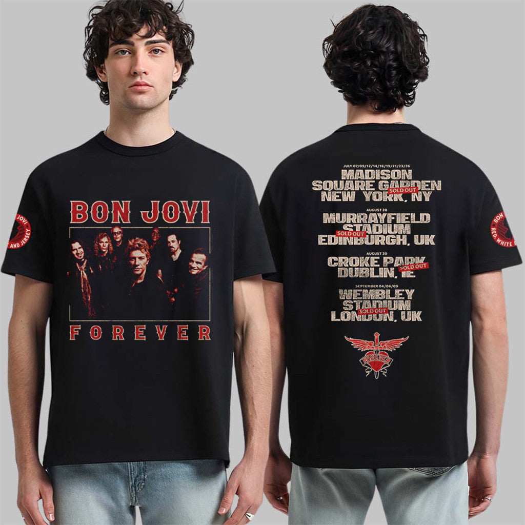 Bon Jovi Forever Tour 2026 Merch Bon Jovi Band Photo T-Shirt Useful Gifts For Husband - Loomnari