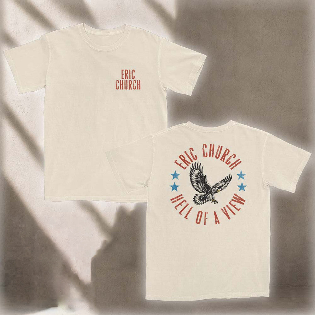 Eric Church Natural Eagle Hell Of A View Graphic T-Shirt Eric Church Merch Best Gifts - Loomnari