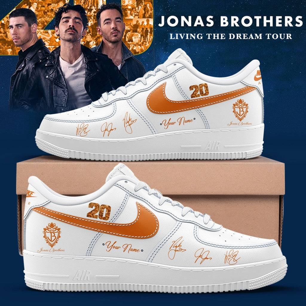 Personalized Jonas Brothers Living The Dream Tour 2026 Signature Sneakers Jonas Brothers Merch - Loomnari