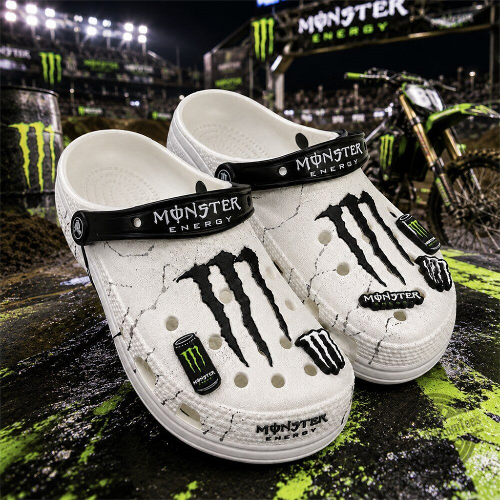 Monster Energy White Clogs Crocs 2026 Monster Energy Merch Useful Gifts For Dad - Loomnari