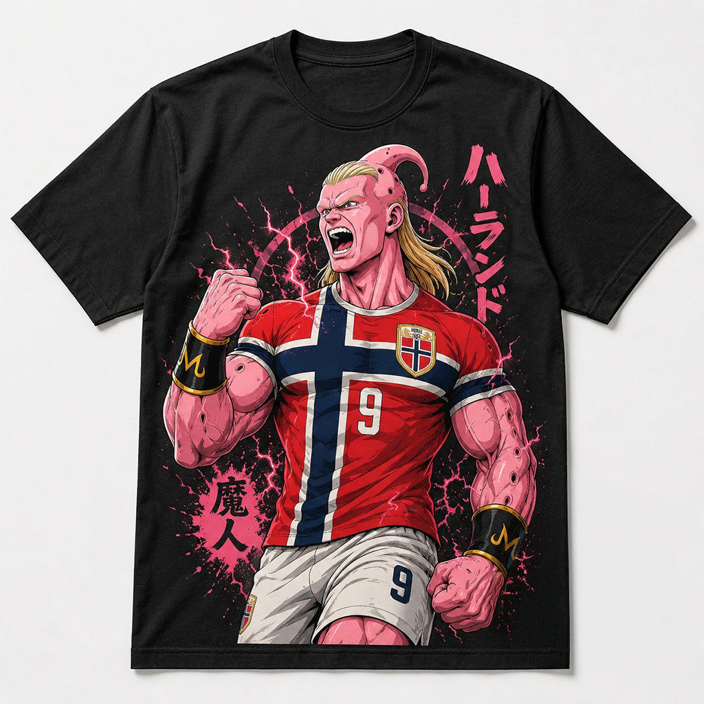 Erling Haaland Majin Buu Dragon Ball Z Character T-Shirt Erling Haaland Norway World Cup Merch - Loomnari