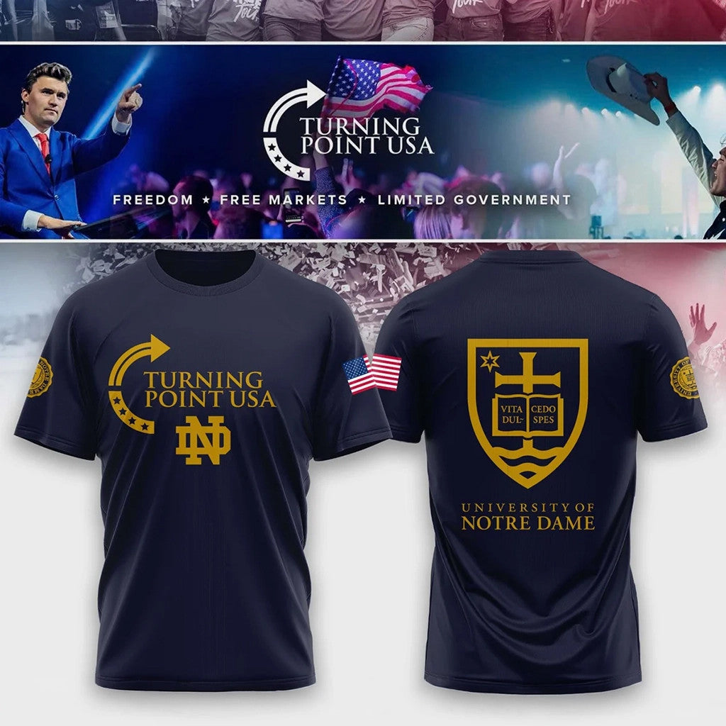 Notre Dame Campus Freedom X Turning Point USA T-Shirt TPUSA Merch Special Gift For Friends - Loomnari