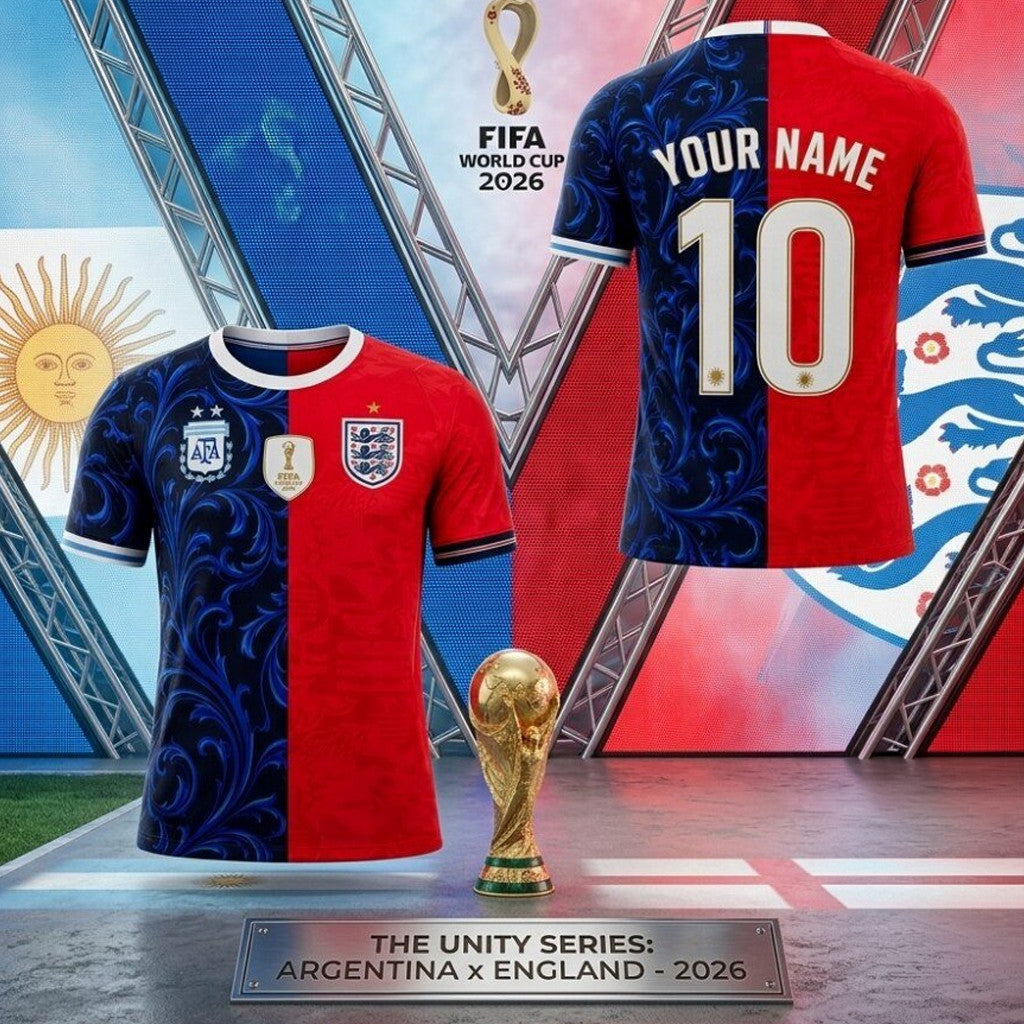 Personalized Argentina X England Merch FIFA World Cup 2026 Mashup T-Shirt Gifts For Die Hard Fans - Loomnari