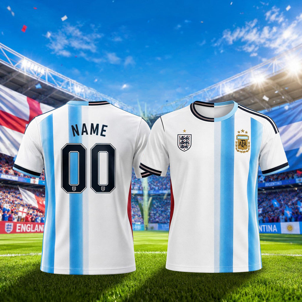 Personalized Argentina X England FIFA World Cup 2026 Mashup T-Shirt World Cup 26 Merch Gift - Loomnari