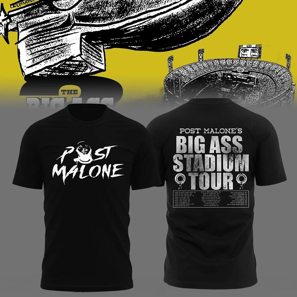 Post Malone Tour Merch 2026 The Big Ass Stadium Tour T-Shirt Best Gift For Music Fans - Loomnari