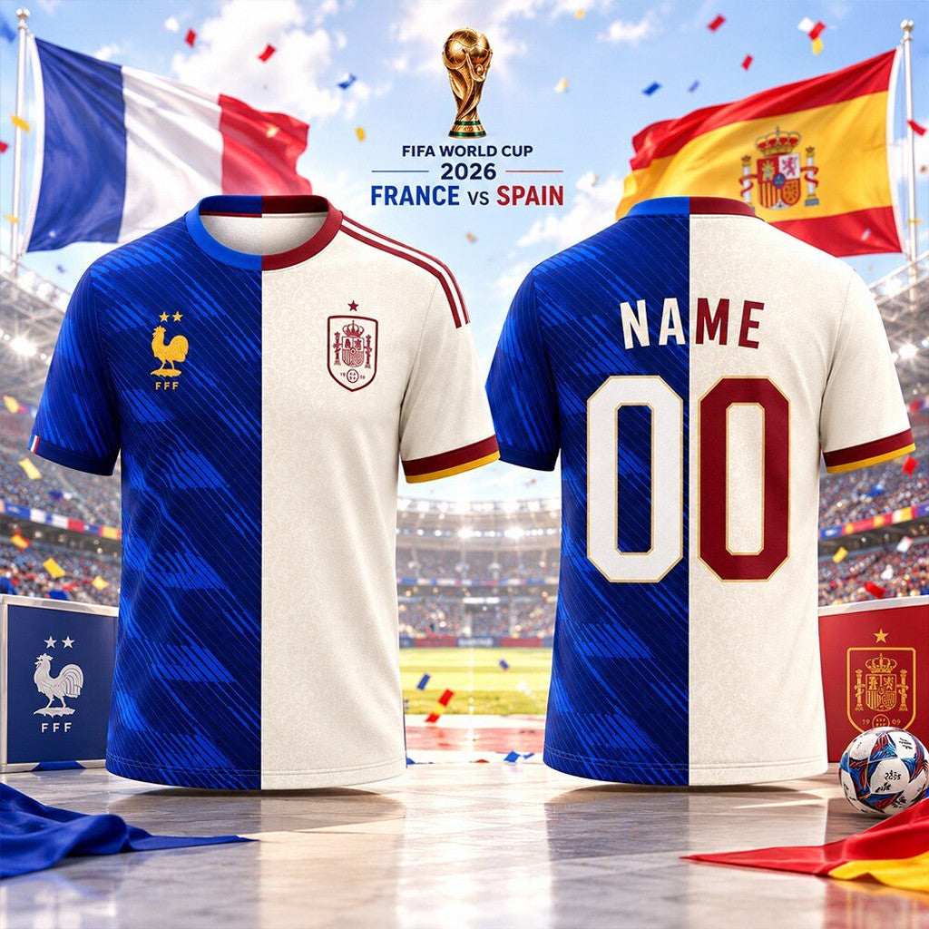 Personalized Spain X France 2026 FIFA World Cup Mashup T-Shirt Game Day Shirt Gift For Men - Loomnari