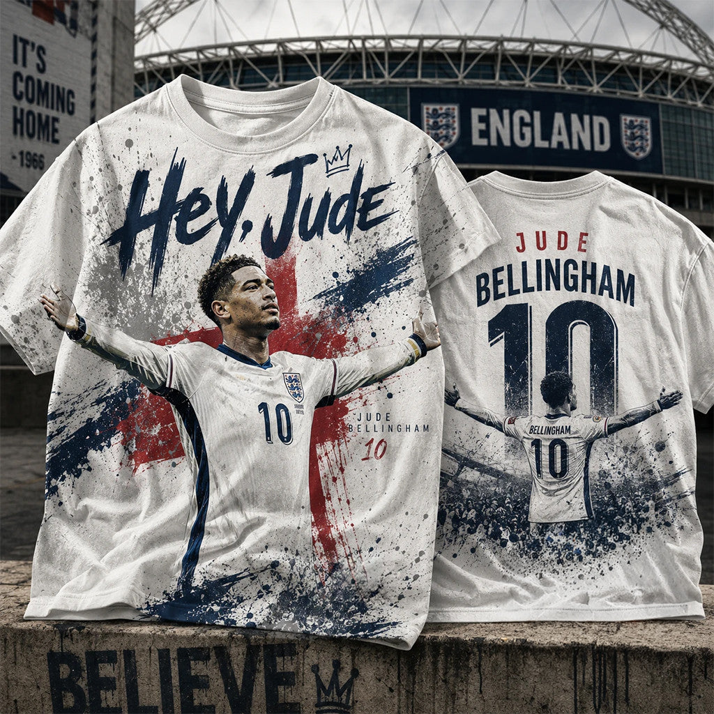Jude Bellingham T-Shirt #10 Hey Jude England National Team 2026 World Cup Merch Fan Gifts - Loomnari