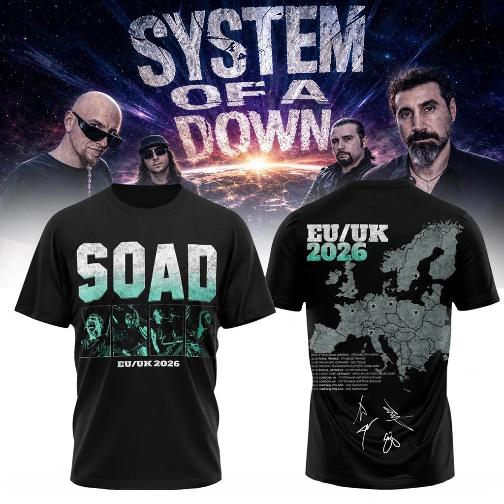 System Of A Down Merch 2026 SOAD EU UK Tour T-Shirt Gift Ideas For Music Lovers - Loomnari