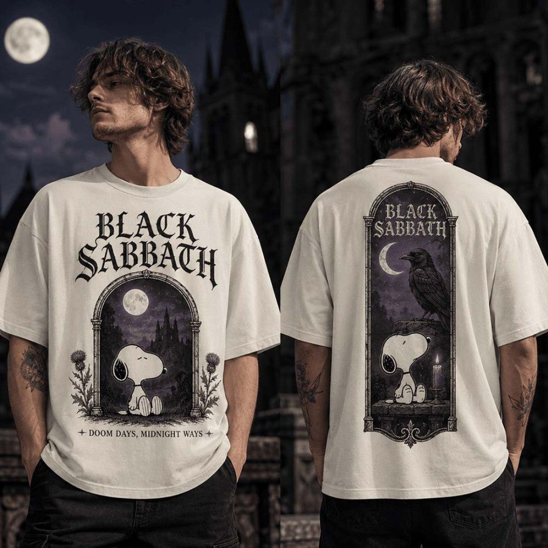 Snoopy X Black Sabbath Doom Days Midnight Ways T-Shirt Black Sabbath Merch Present - Loomnari