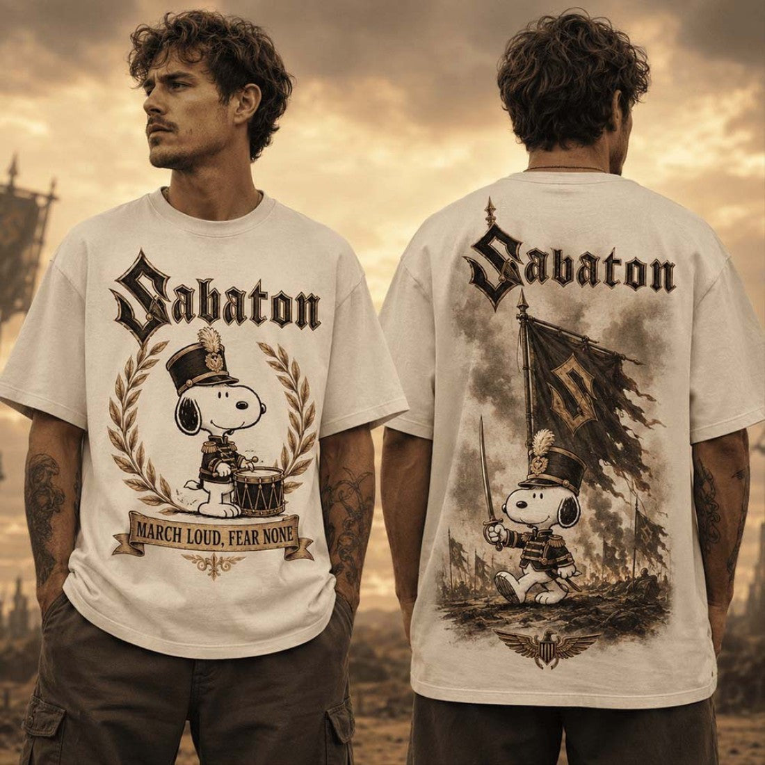 Snoopy X Sabaton March Loud Fear None T-Shirt Sabaton Merch Meaningful Gifts For Brother - Loomnari