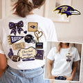 Baltimore Ravens T-Shirt Floral Bow Football Patch Merch Retro Gifts For Fans - Loomnari