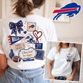 Buffalo Bills Mom T-Shirt Floral Bow Football Patch Merch Birthday Present For Fan - Loomnari