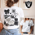 Las Vegas Raiders Merch Raiders Floral Bow Football Patch T-Shirt Birthday Presents For Her - Loomnari