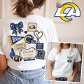 Los Angeles Rams Merch Rams Floral Bow Football T-Shirt Gifts For Wife Who Has Everything - Loomnari