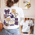 Minnesota Vikings Merch Vikings Floral Bow Football Patch T-Shirt Fan Gift - Loomnari
