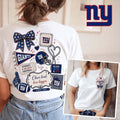 New York Giants Merch NY Giants Floral Bow Football Patch T-Shirt Fan Gift Ideas - Loomnari