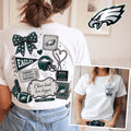 Philadelphia Eagles Merch Philadelphia Eagles Floral Bow Football Patch T-Shirt Gift Ideas - Loomnari