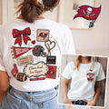 Tampa Bay Buccaneers Merch Tampa Bay Buccaneers Floral Bow Football Patch T-Shirt Best Gifts - Loomnari