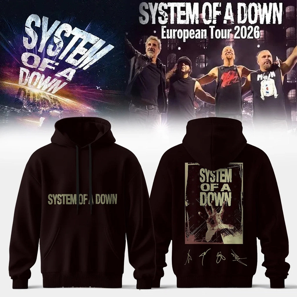 System Of A Down Europe UK Stadium Tour 2026 Signature Hoodie SOAD Band Merch Gift For Fans - Loomnari