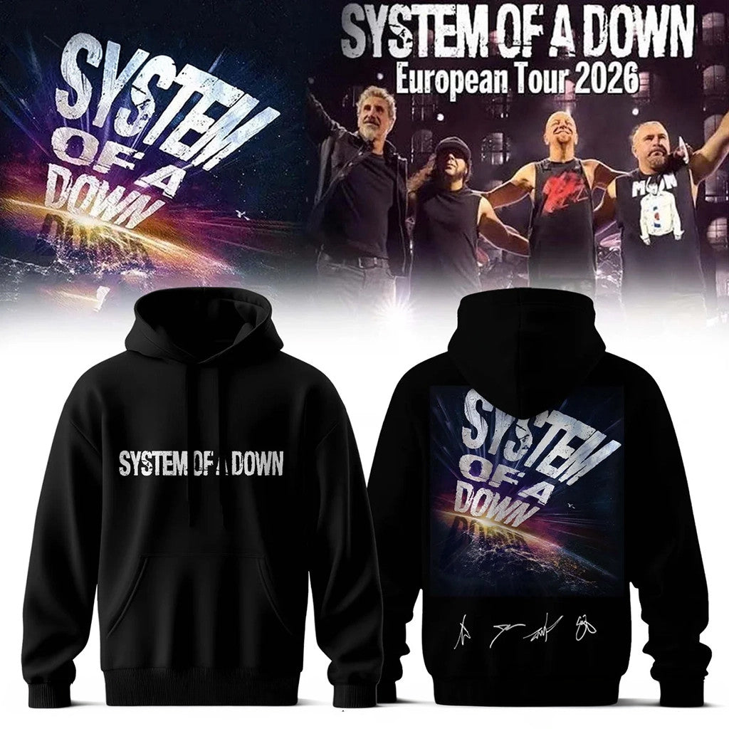 System Of A Down Europe UK Stadium Tour 2026 Signature Hoodie SOAD Concert Merch Gift For Fans - Loomnari