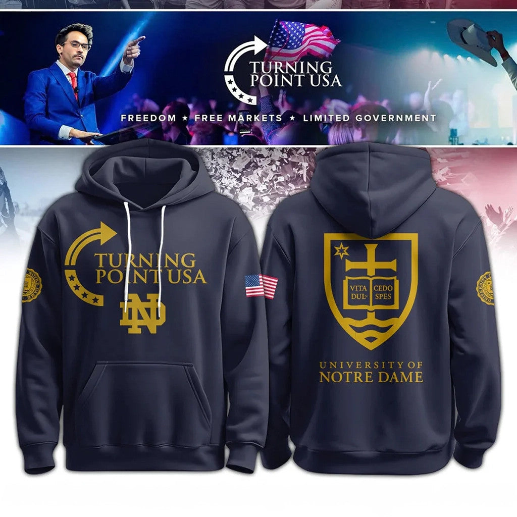 Notre Dame Campus X Turning Point USA Hoodie TPUSA Merch 2026 Good Gifts For Boyfriend - Loomnari