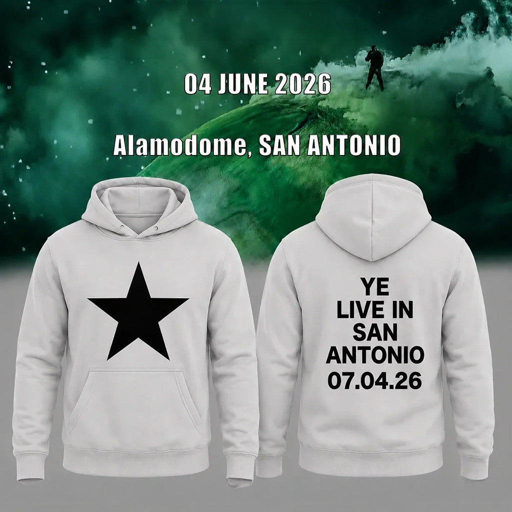 YE Merch 2026 Ye Live Concert Tour San Antonio White Hoodie Kanye West Tour Merch Fan Gifts - Loomnari