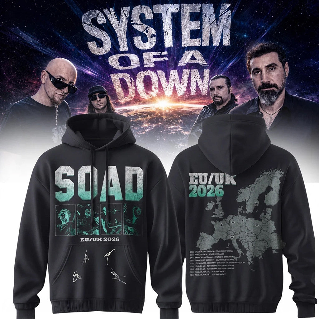 SOAD Tour Merch 2026 System Of A Down EU Uk Tour Signature Hoodie Music Fan Apparel - Loomnari