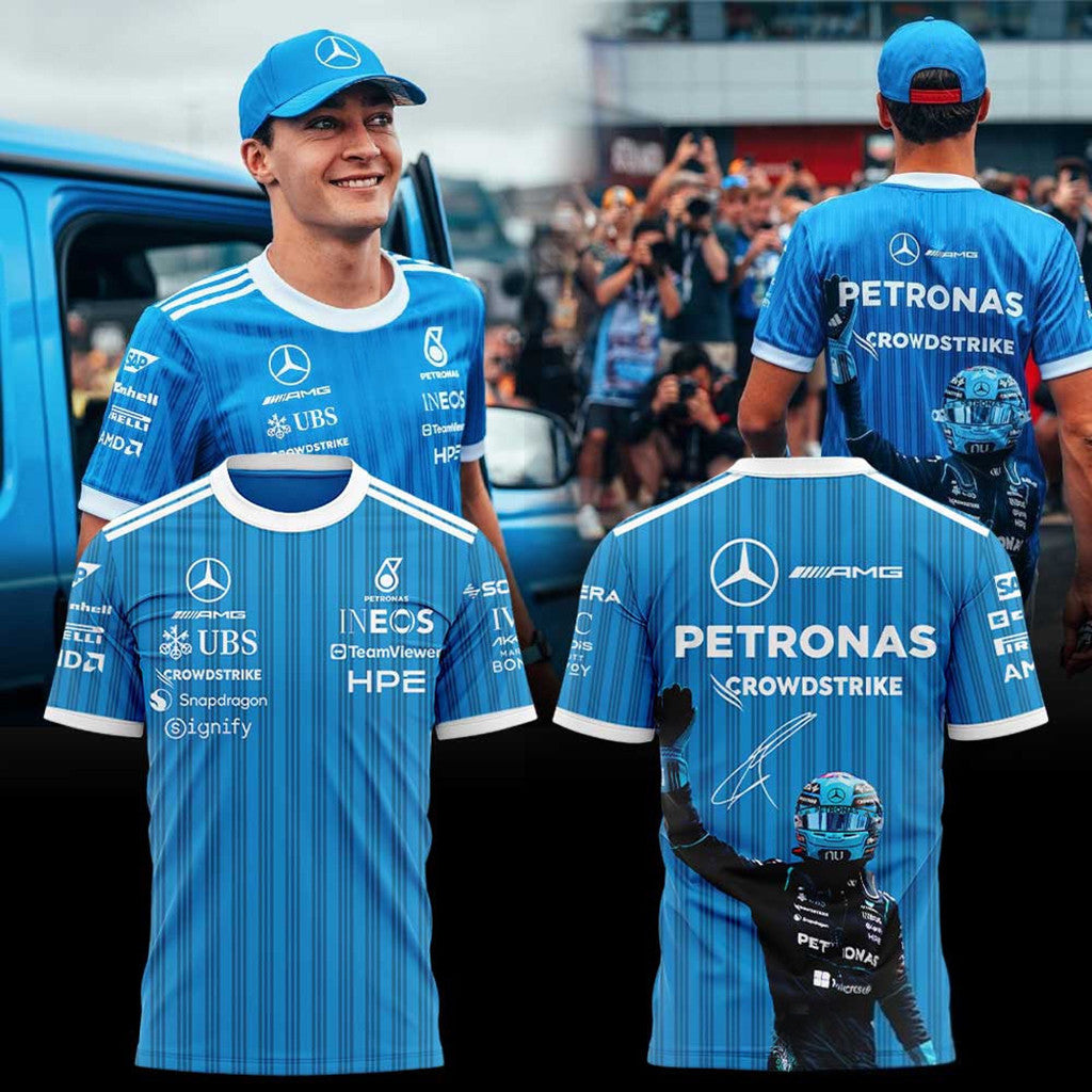 Mercedes AMG PETRONAS F1 Team George Russell Signature Jersey Shirt Gifts For Brothers - Loomnari
