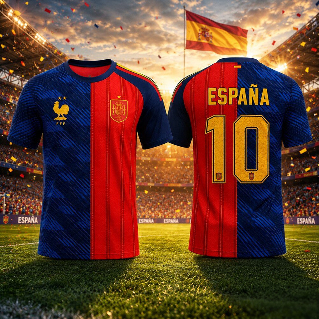 Spain Vs France 2026 World Cup Split Jersey Shirt FIFA Merch Gifts For Football Lovers - Loomnari