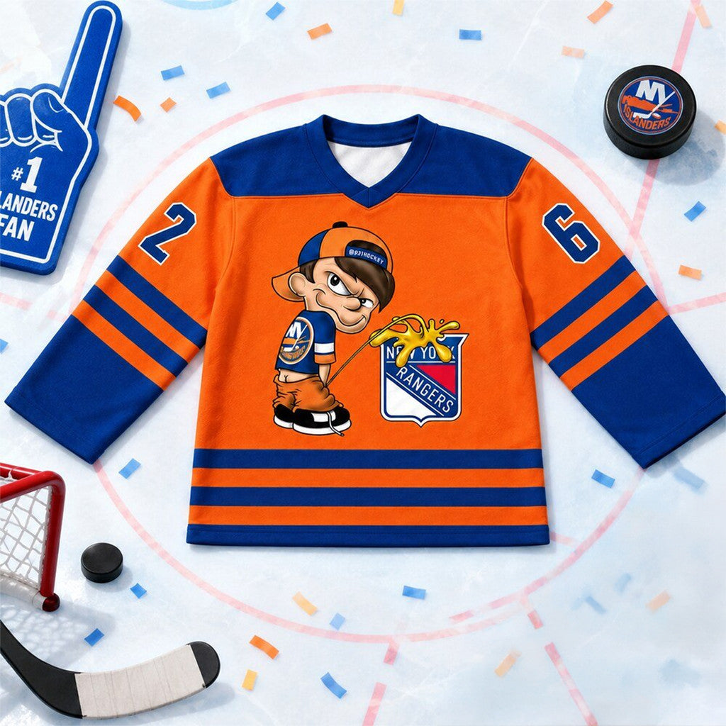 New York Islanders Peeing On Rangers Logo Hockey Jersey Shirt 2026 NY Islanders Merch Fan Gifts - Loomnari