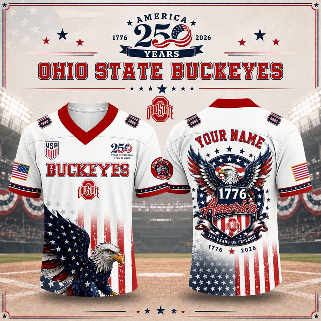 Personalized Ohio State Buckeyes X USA 250 Years Of Freedom Jersey Buckeyes Merch 2026 Fan Gift - Loomnari