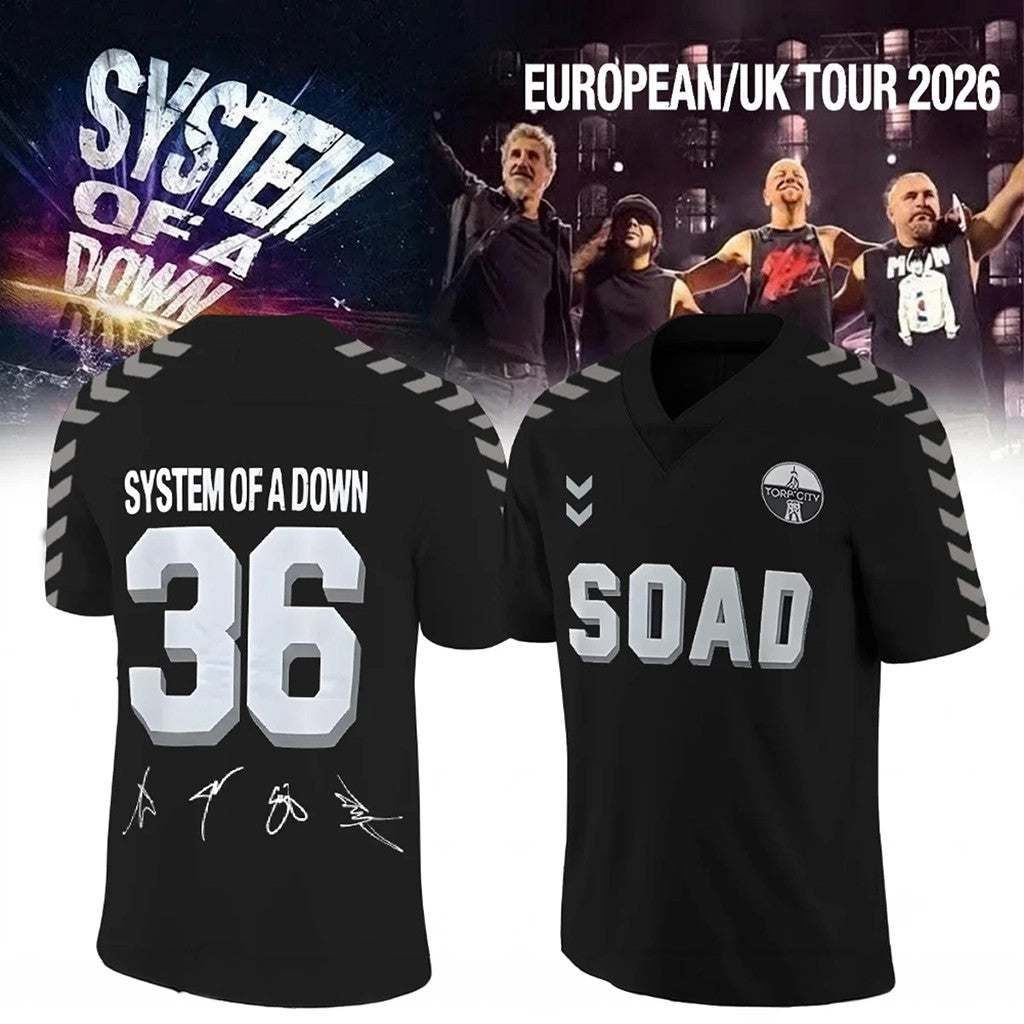 System Of A Down Merch 2026 SOAD Europe UK Stadium Tour 2026 Signed Jersey Gift For Music Fans - Loomnari
