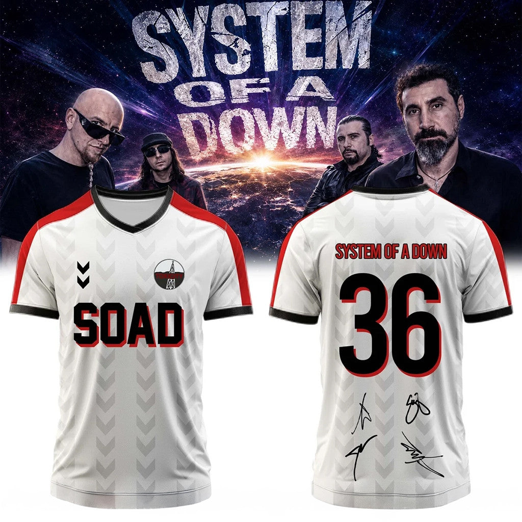 SOAD Merch 2026 System Of A Down Toxicity Tour Signature Jersey Gift For Heavy Metal Fans - Loomnari