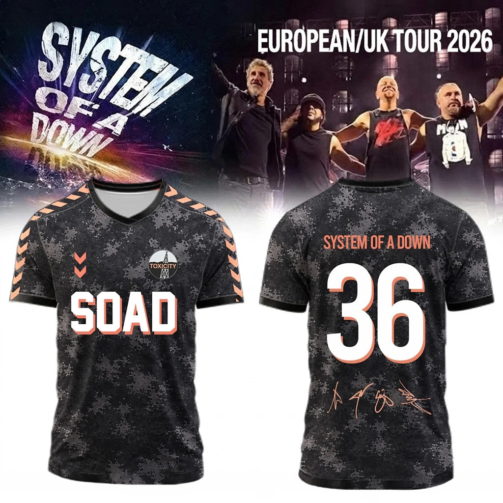 System Of A Down Merch 2026 SOAD Europe UK Stadium Tour 2026 Signature Jersey Music Lover Gifts - Loomnari