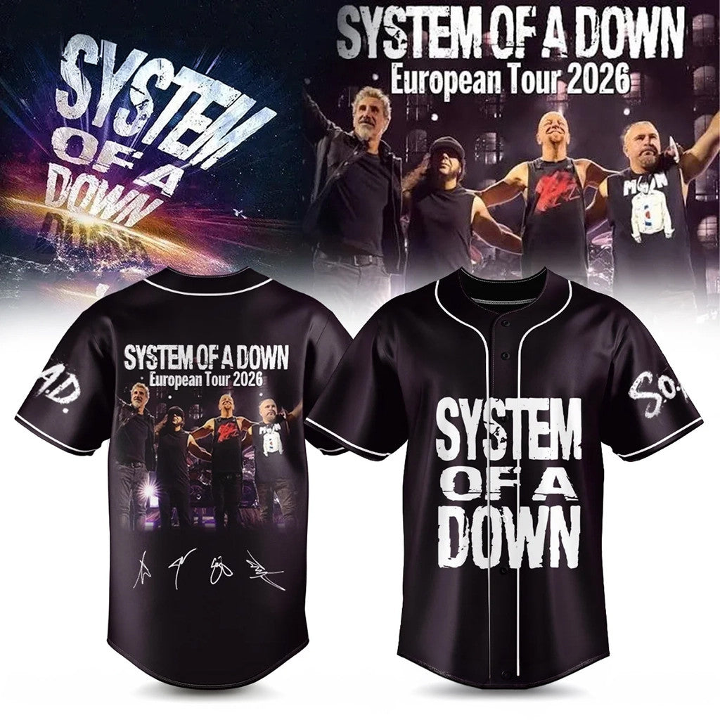 System Of A Down Merch 2026 SOAD Europe UK Stadium Tour Signed Baseball Jersey Fan Gifts - Loomnari