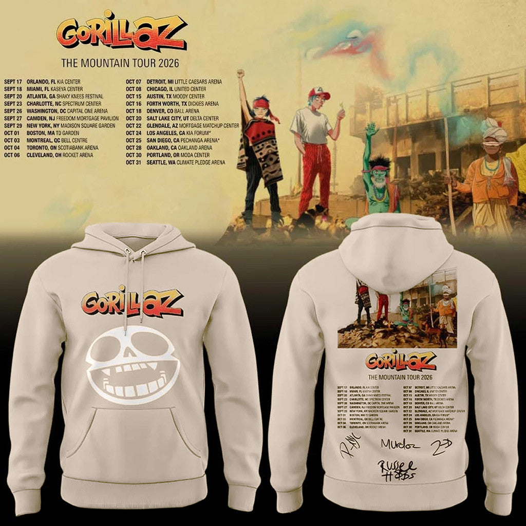 Gorillaz The Mountain Tour 2026 Signature Hoodie Gorillaz Tour Merch Gifts For Band Fans - Loomnari