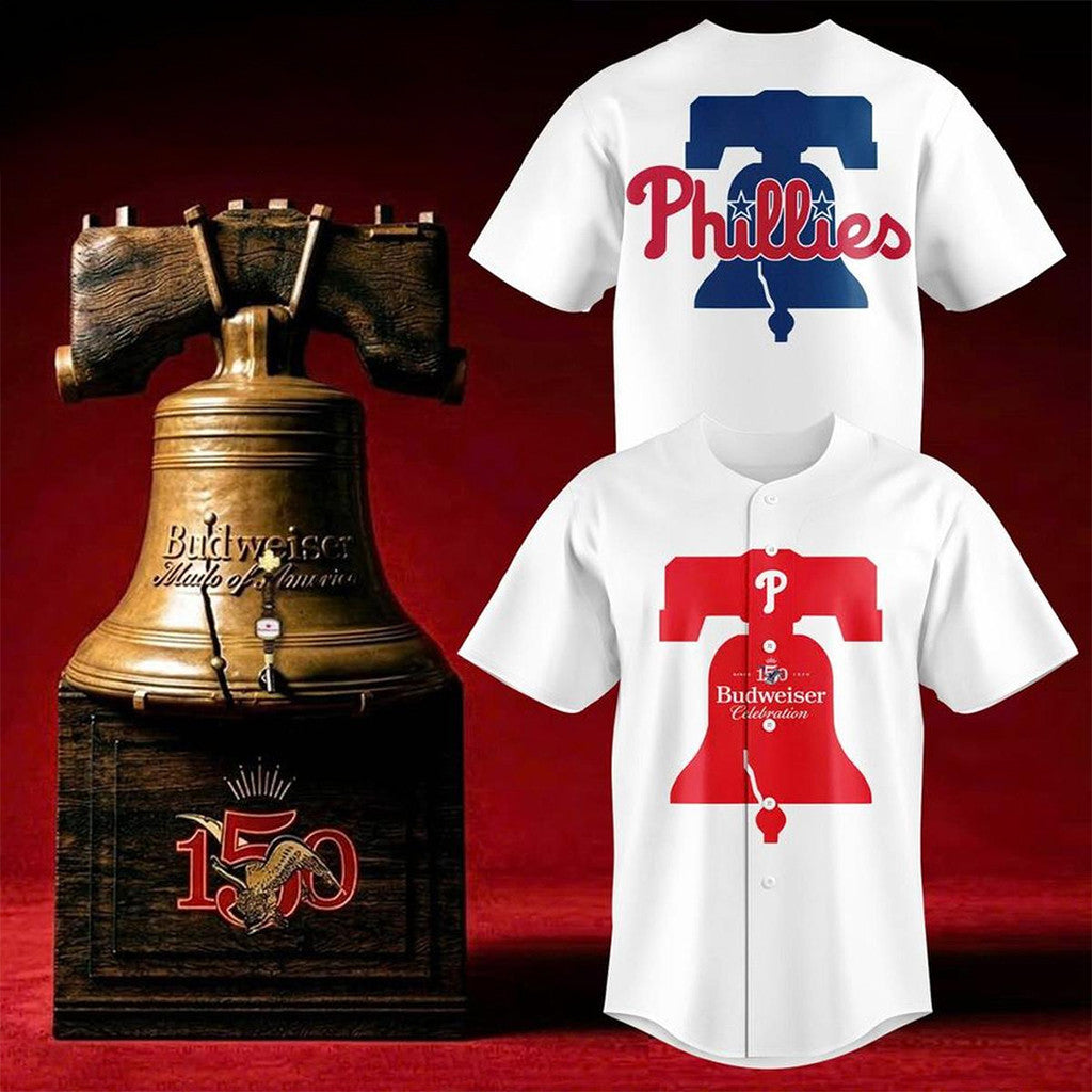 Philadelphia Phillies X Budweiser 150Th Anniversary 2026 Baseball Jersey Phillies Merch White - Loomnari