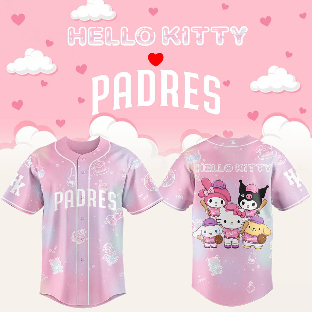 San Diego Padres X Hello Kitty Theme Nights 2026 Baseball Jersey SD Padres Merch Gift Ideas - Loomnari