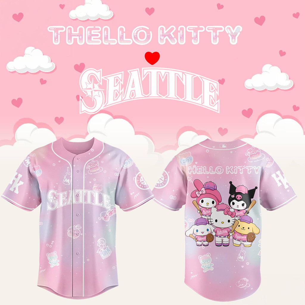 Seattle Mariners X Hello Kitty Theme Nights 2026 Baseball Jersey Seattle Mariners Merch Gifts - Loomnari