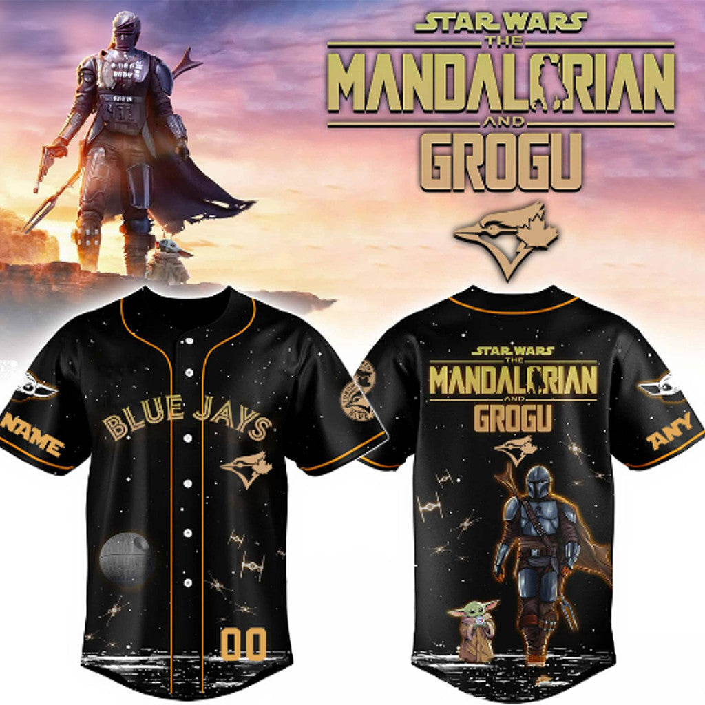 Personalized Toronto Blue Jays X Star Wars The Mandalorian Grogu Baseball Jersey Fan Merch - Loomnari