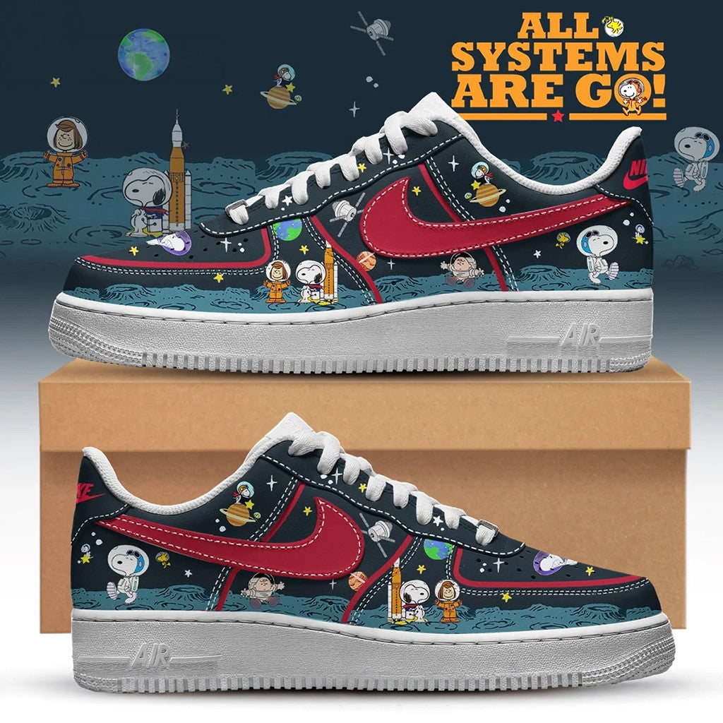 Snoopy First Beagle In Space Shoes Sneakers 2026 Snoopy Merch Birthday Gifts For Brothers - Loomnari