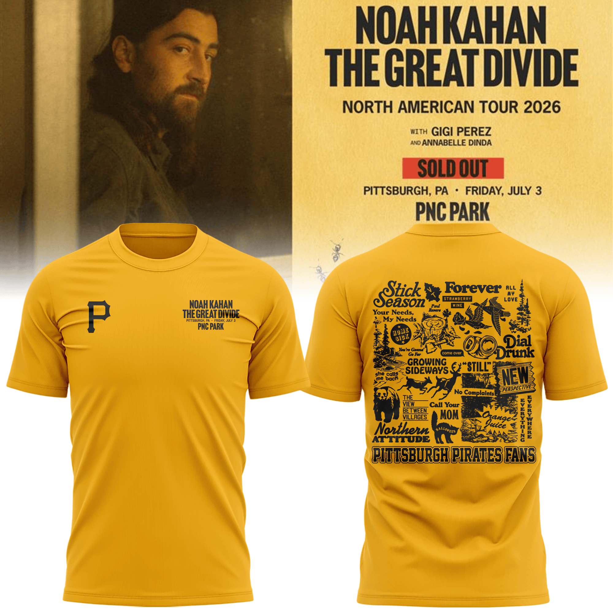 Pittsburgh Pirates X Noah Kahan 2026 T-Shirt Noah Kahan Merch Gift For Him - Loomnari