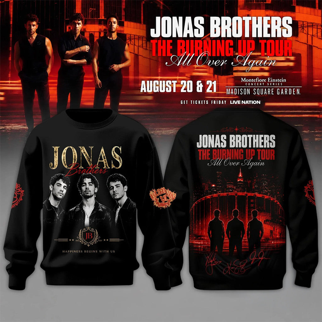 Jonas Brothers The Burning Up Tour All Over Again 2026 Sweatshirt Jonas Brothers Merch Tour - Loomnari