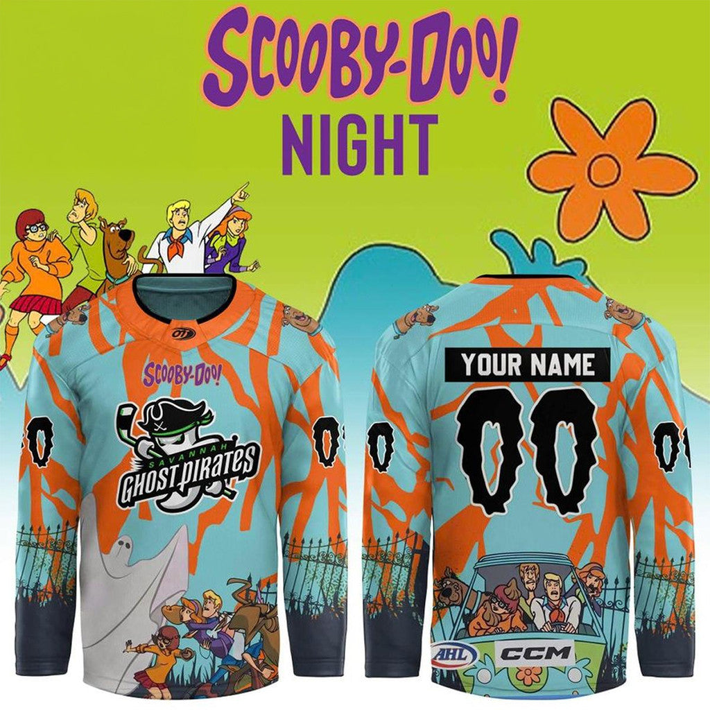 Personalized Savannah Ghost Pirates X Scooby Doo Night 2026 Hockey Jersey Ghost Pirates Merch - Loomnari
